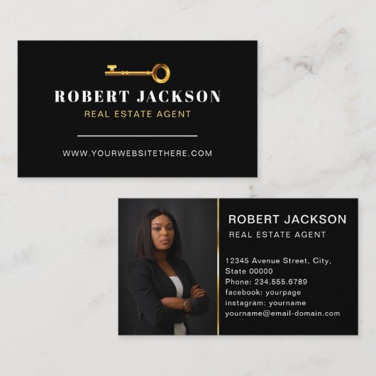 Classic Modern Realtor Business Card Visitenkarte (Vorne/Hinten)