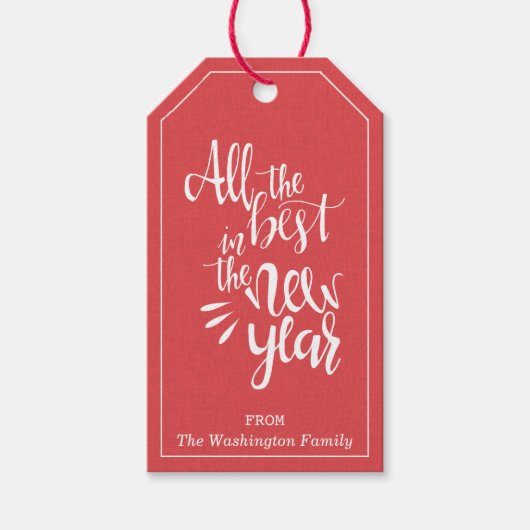 Classic Modern Red Best New Year Weihnachtsfeierta Geschenkanhänger (Vorderseite)