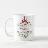 Classic Modern Red Green Floral Berries Weihnachte Kaffeetasse (Links)