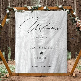 Classic Modern Rustic Wood Winter Wedding Willkomm Wandteppich