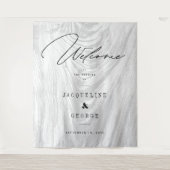 Classic Modern Rustic Wood Winter Wedding Willkomm Wandteppich (Vorderseite)