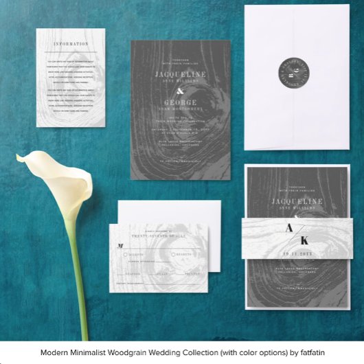 Classic Modern Rustic Woodgrain Winter Wedding Einladung