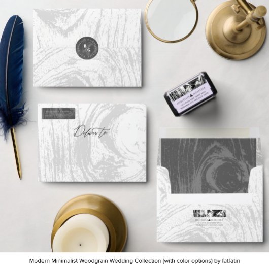 Classic Modern Rustic Woodgrain Winter Wedding Einladung