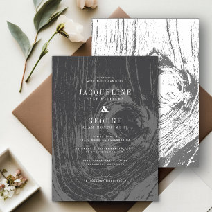 Classic Modern Rustic Woodgrain Winter Wedding Einladung