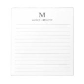 Classic Modern Simple Basic Black Monogram Lined N Notizblock (Vorderseite)