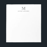 Classic Modern Simple Basic Gray Monogram Initial Notizblock<br><div class="desc">Das Design zeichnet sich durch einen personalisierten Monogramm-Initial und Namen in einem einfachen und modernen typografischen Schriftart aus.</div>