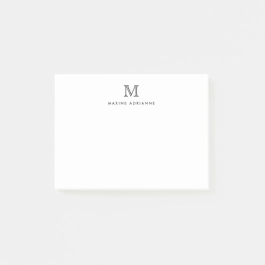 Classic Modern Simple Clean Gray Monogram Initial Post-it Klebezettel (Vorderseite)