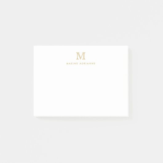Classic Modern Simple Clean Imitats Gold Monogram Post-it Klebezettel (Vorderseite)
