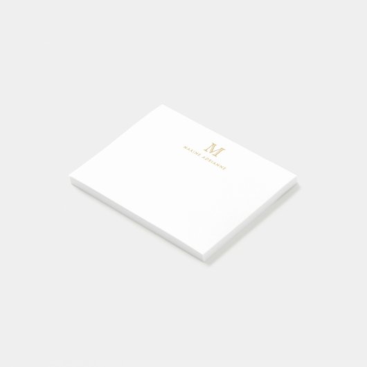 Classic Modern Simple Clean Imitats Gold Monogram Post-it Klebezettel (angewinkelt)