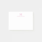 Classic Modern Simple Clean Pink Monogram Initial Post-it Klebezettel (Vorderseite)