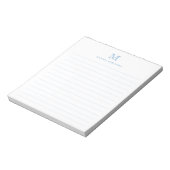 Classic Modern Simple Dusty Blue Monogram Lined Notizblock (Rotiert)
