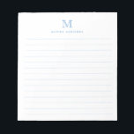 Classic Modern Simple Dusty Blue Monogram Lined Notizblock<br><div class="desc">Classic Modern Simple Basic Dusty Blue Monogram Lined Notepad</div>