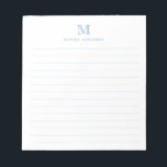 Classic Modern Simple Dusty Blue Monogram Lined Notizblock<br><div class="desc">Classic Modern Simple Basic Dusty Blue Monogram Lined Notepad</div>