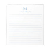Classic Modern Simple Dusty Blue Monogram Lined Notizblock (Vorderseite)