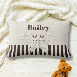 Classic Modern Stripe Niedlich Twin Bunny Girl Lendenkissen