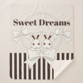 Classic Modern Stripe Niedlich Twin Bunny Girl Sherpadecke (Vorderseite)