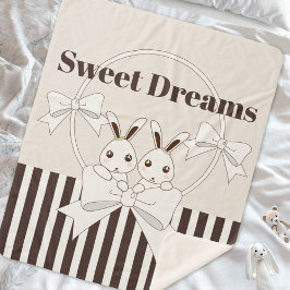 Classic Modern Stripe Niedlich Twin Bunny Girl Sherpadecke