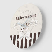 Classic Modern Stripe Niedlich Twin Bunny Kids Große Wanduhr (Winkel)