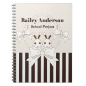 Classic Modern Stripe Niedlicher Cartoon Twin Bunn Notizblock (Vorderseite)