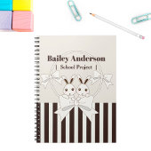 Classic Modern Stripe Niedlicher Cartoon Twin Bunn Notizblock