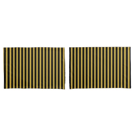 Classic Modern Striped Black and Metallic Gold Kissenbezug (Vorderseite-Set)