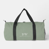 Classic Modern Stylish Sage Green White Monogram Duffle Bag (Vorderseite)