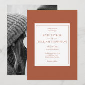 Classic Modern Terracotta Foto Wedding Einladung (Vorne/Hinten)