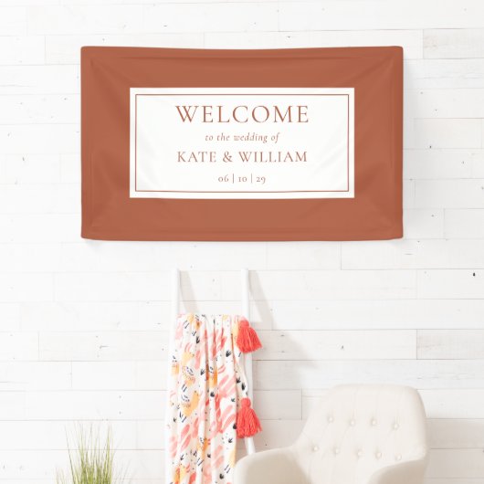 Classic Modern Terracotta Wedding Willkommen Banner (Insitu)