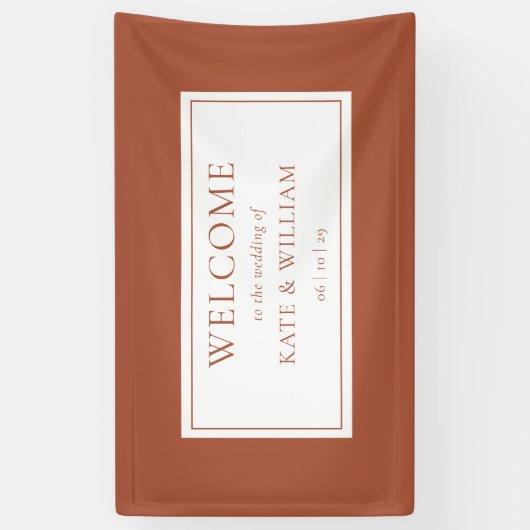 Classic Modern Terracotta Wedding Willkommen Banner (Vertikal)