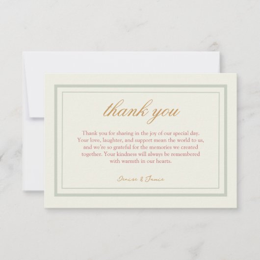 Classic Modern Vintage Wedding Guest Dankeskarte (Vorderseite)