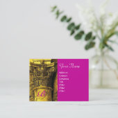 CLASSIC MONOGRAM 2 Hellrot-gelbe Fuchsie Visitenkarte (Stehend Vorderseite)