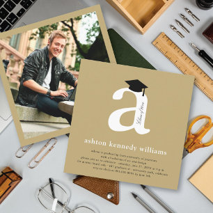 Classic Monogram Alphabet A Foto Graduation Party Einladung