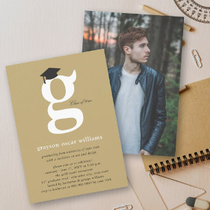 Classic Monogram Alphabet g Foto Graduation Party Einladung