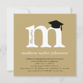 Classic Monogram Alphabet M Foto Graduation Party Einladung (Vorderseite)