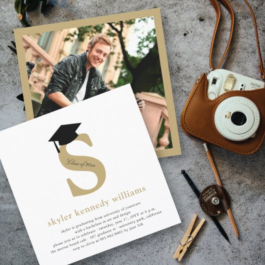 Classic Monogram Alphabet S Foto Graduation Party Einladung