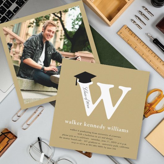 Classic Monogram Alphabet W Foto Graduation Party Einladung