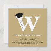 Classic Monogram Alphabet W Foto Graduation Party Einladung (Vorderseite)