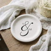 Classic Monogram Ampersand Wedding White Pappteller