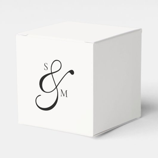 Classic Monogram Ampersand White Wedding Geschenkschachtel (Vorderseite)