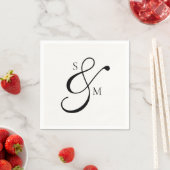 Classic Monogram Ampersand White Wedding Serviette (Beispiel)