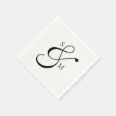 Classic Monogram Ampersand White Wedding Serviette (Ecke)
