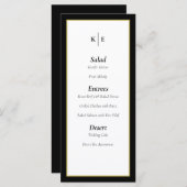 Classic Monogram Black Gold Wedding Menu Card Menükarte (Vorne/Hinten)