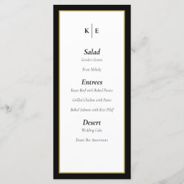 Classic Monogram Black Gold Wedding Menu Card Menükarte