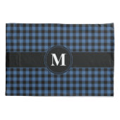 Classic Monogram Blue and Black Gingham Kissenbezug (Rückseite)