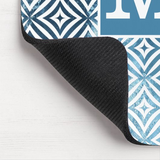 Classic Monogram Blue Frost Diamond Circle Mousepad (Ecke)