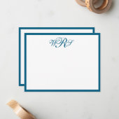 Classic Monogram Blue Mitteilungskarte (Vorderseite/Rückseite Beispiel)