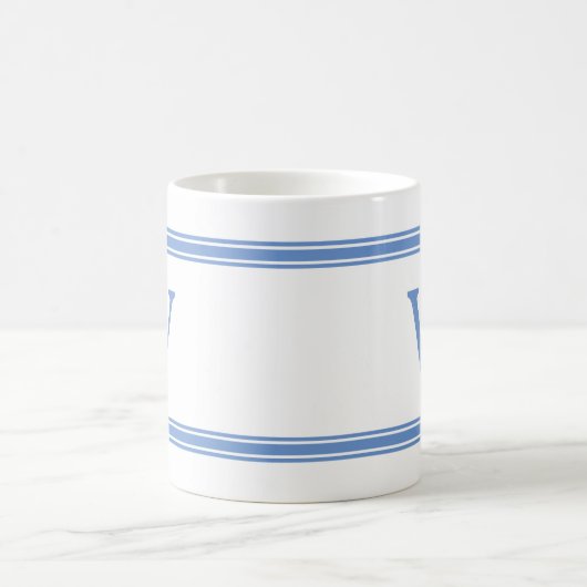 Classic Monogram Blue Striping Personalisiert Mug Kaffeetasse (Mittel)