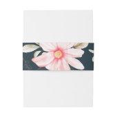 Classic Monogram Blush Floral Blue Wedding Einladungsbanderole (Rückseitenbeispiel)