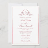 Classic Monogram Blush Pink Watercolor Wedding Einladung (Vorderseite)