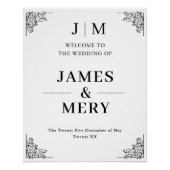 Classic Monogram Border Wedding Welcome Sign Poster (Vorderseite)